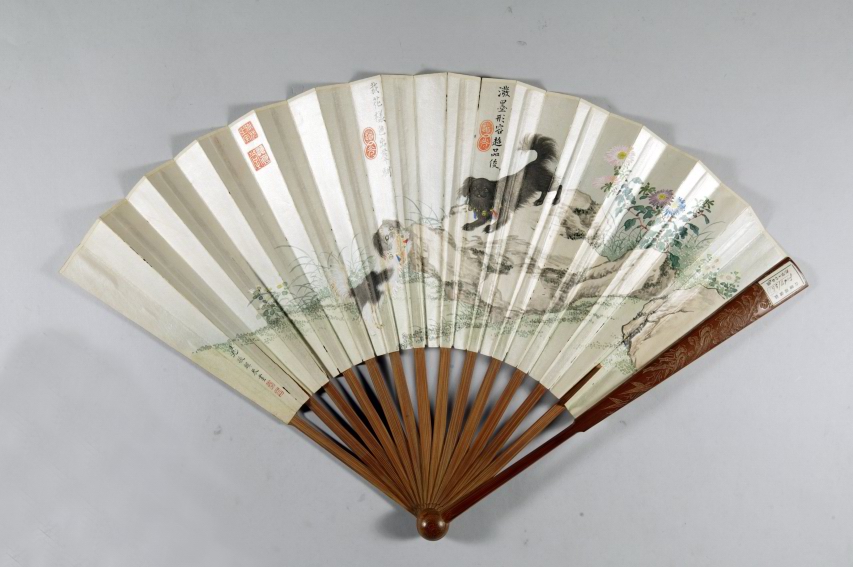 图片[1]-Dog playing picture fan-China Archive